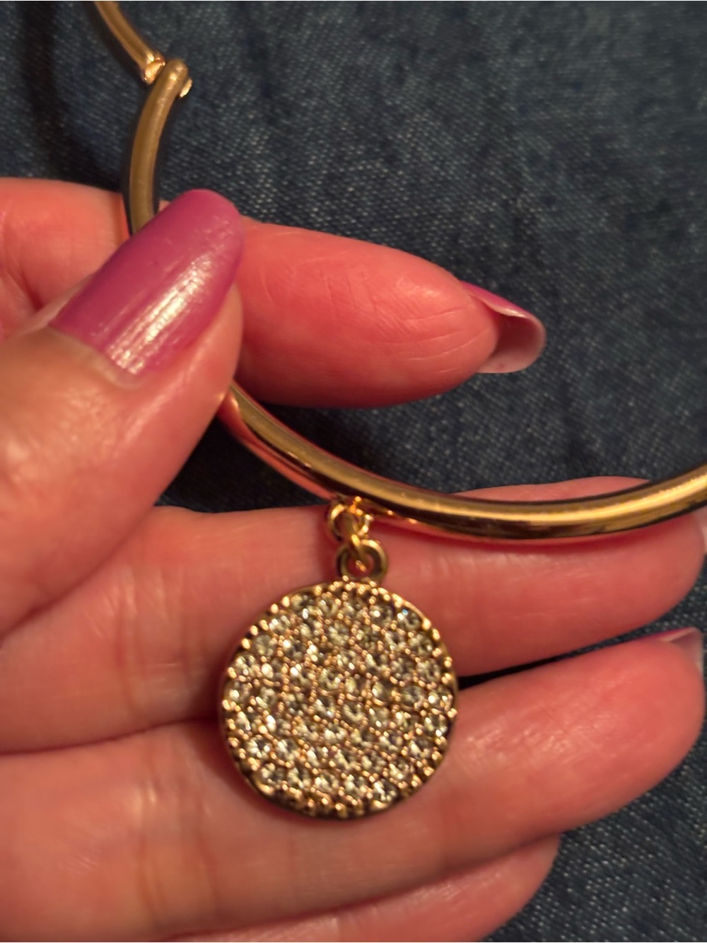 Kate Spade Rose Gold Pave Circle Charm Bangle Bracelet.